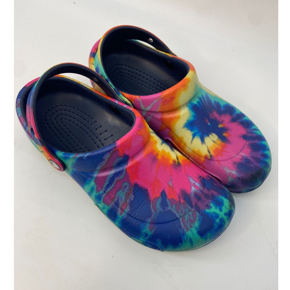 Crocs Bistro Clog Men 9 Womens 11  Rainbow Tie Dye Classic Pride Bright Colorful